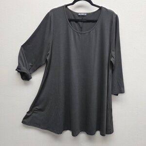 ENMAIN Shirt Womens 3XL Black Tunic Swing 3/4 Sleeve Scoop Neck A-Line Stretch